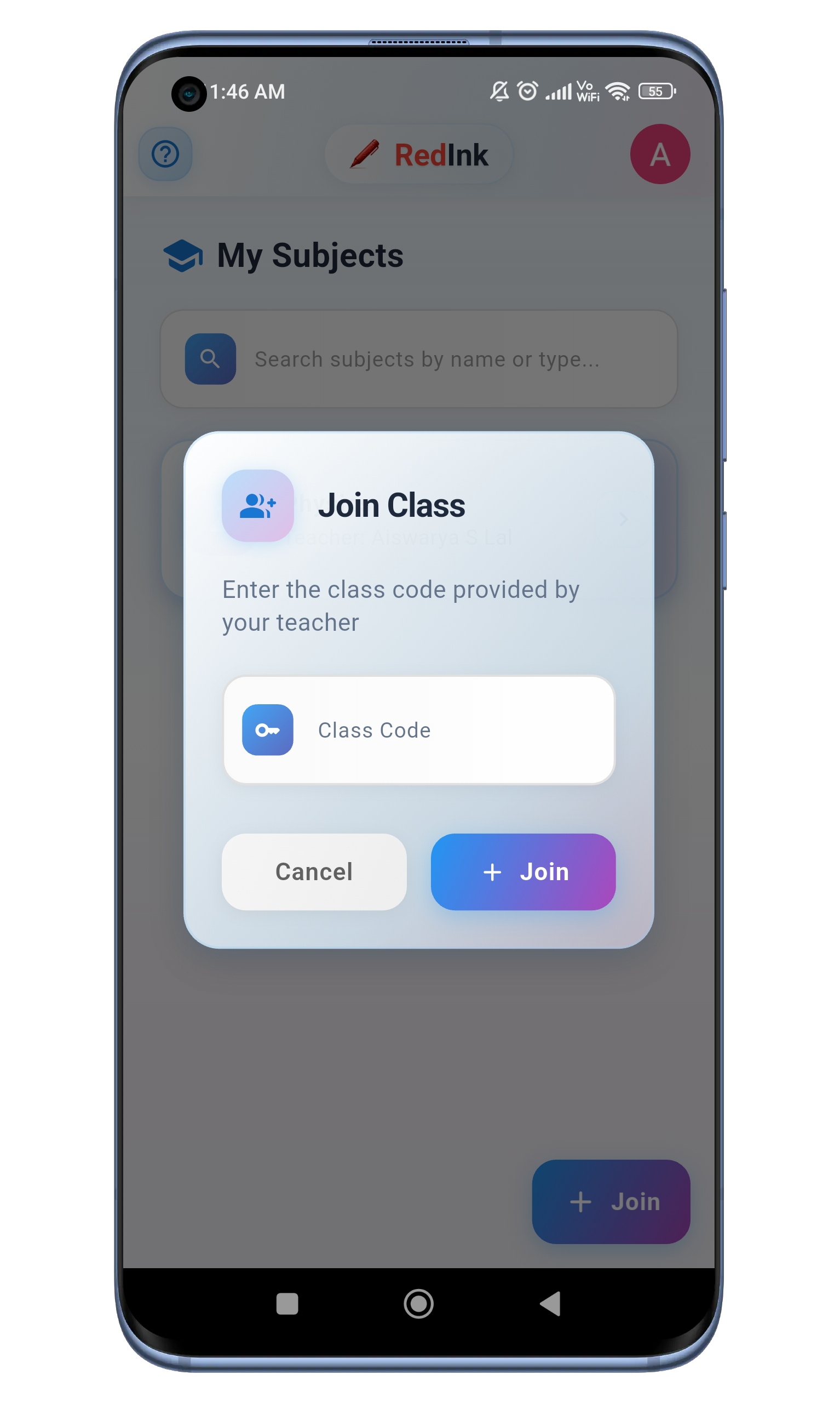 RedInk Teacher Login Screen